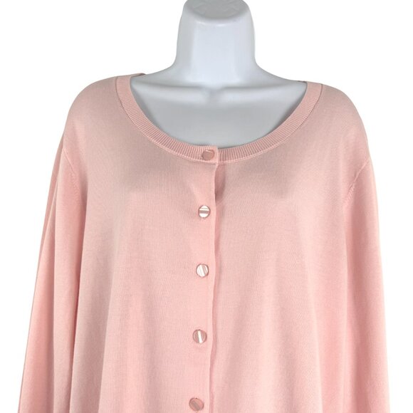 Talbots Cardigan Sweater 2X Pink Cotton Rayon Preppy Solid NWT CJ-2180 - Picture 3 of 10